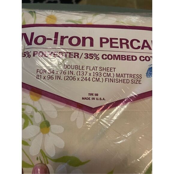 Vintage Two New Packages No-Iron Percale Double Flat Sheets 81x96” made in USA - Picture 7 of 10